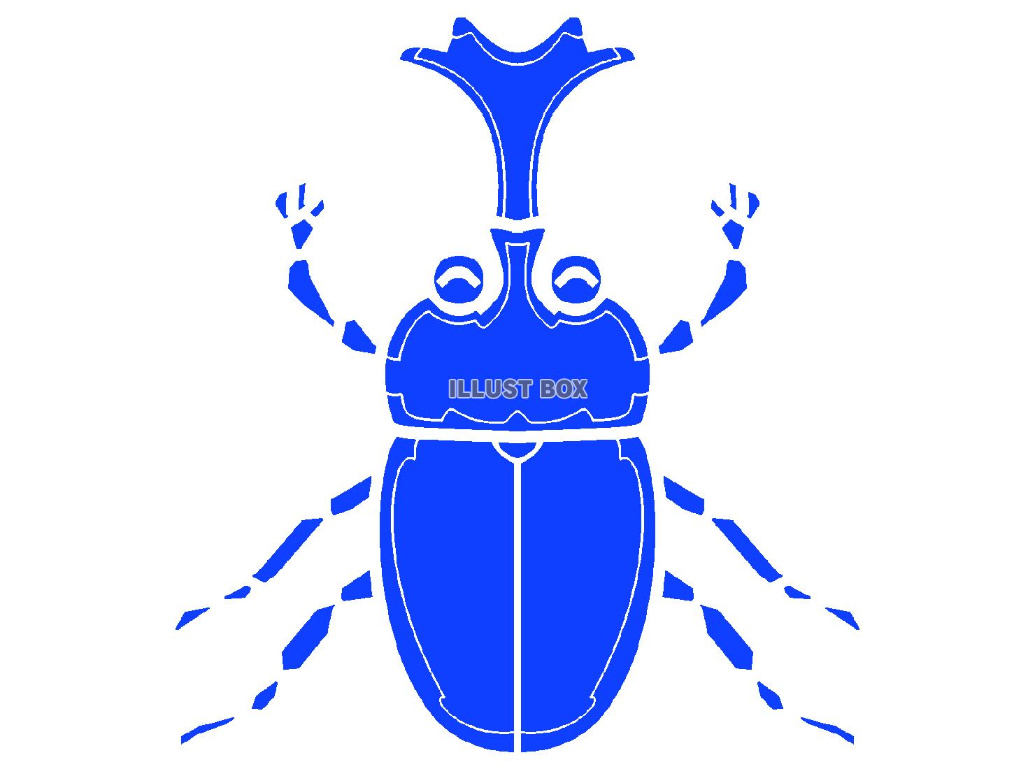 青色のかわいいカブトムシのシルエット