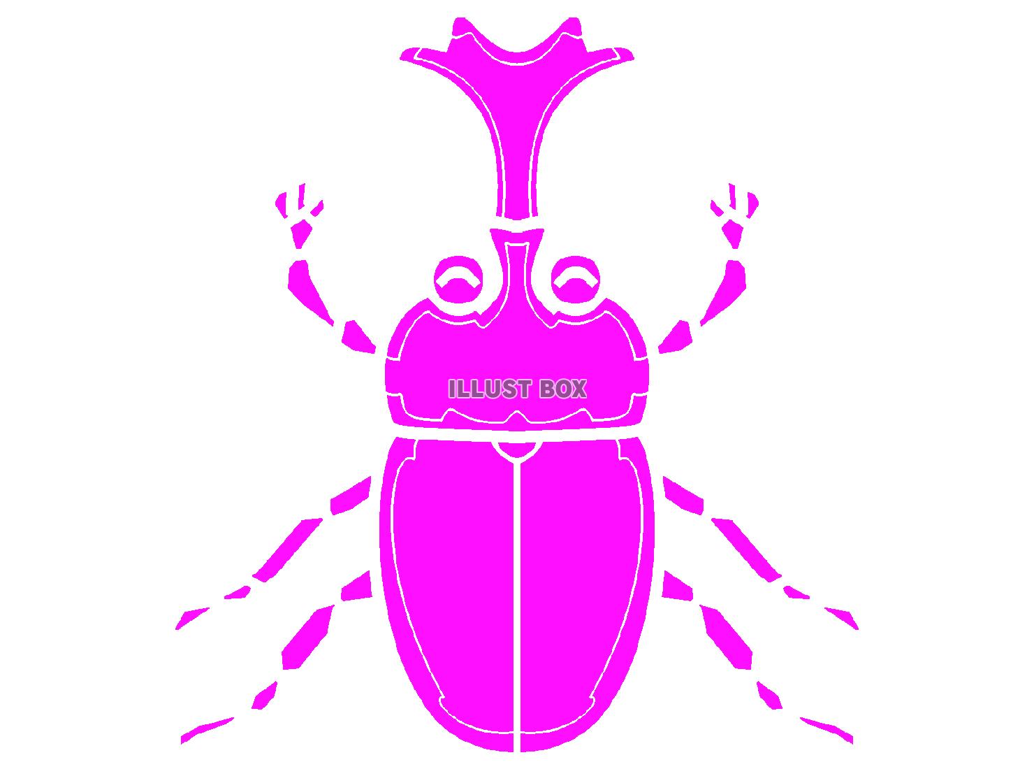 紫色のかわいいカブトムシのシルエット