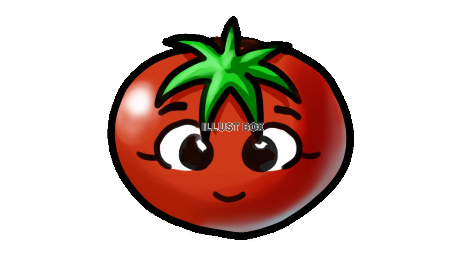 手描き　トマトのデフォルメイラスト
