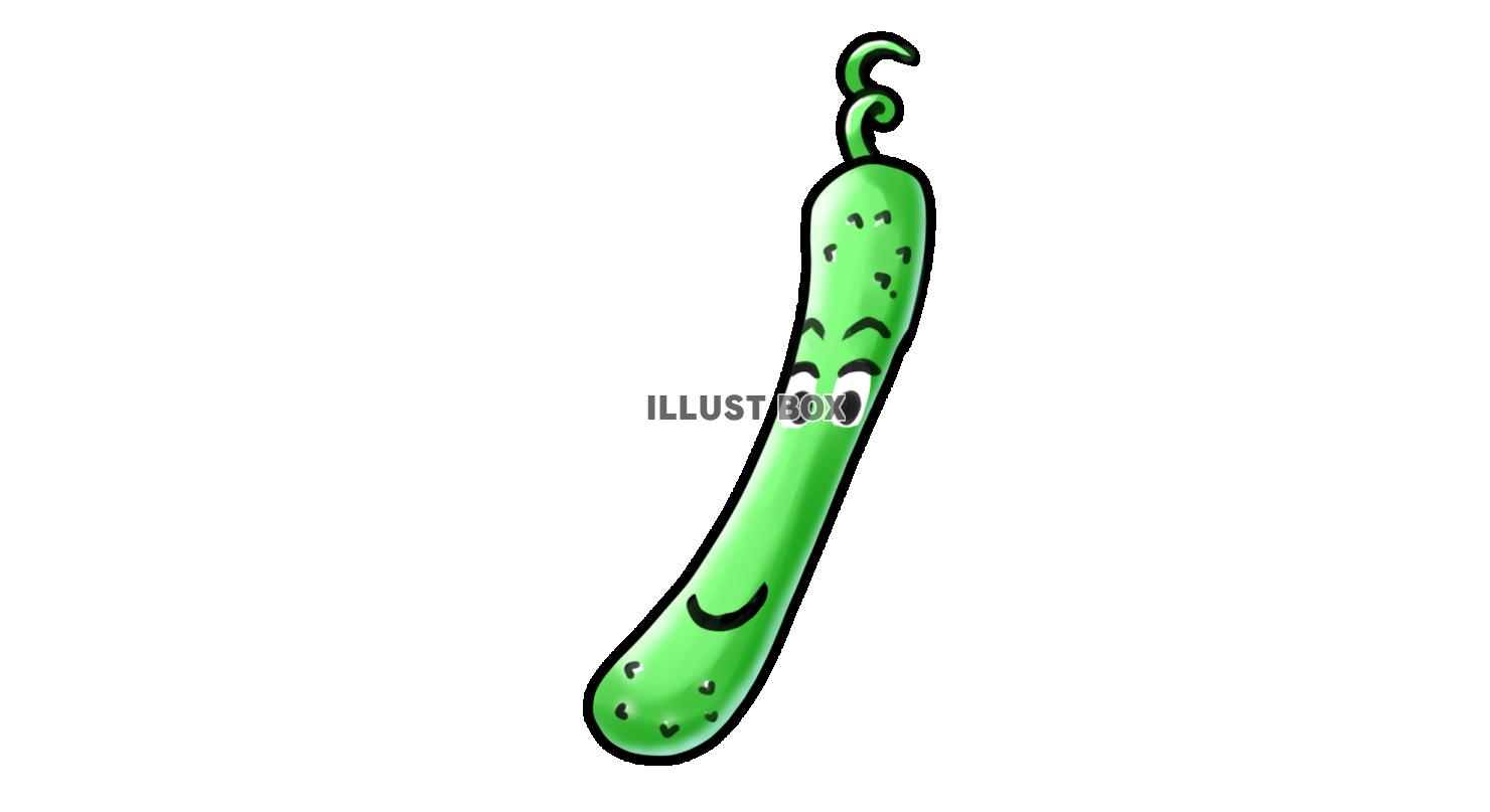 手描き　キュウリのデフォルメイラスト