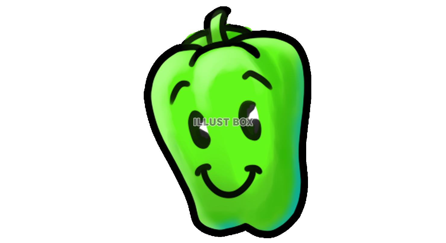 ピーマンの　デフォルメ手描き風イラスト
