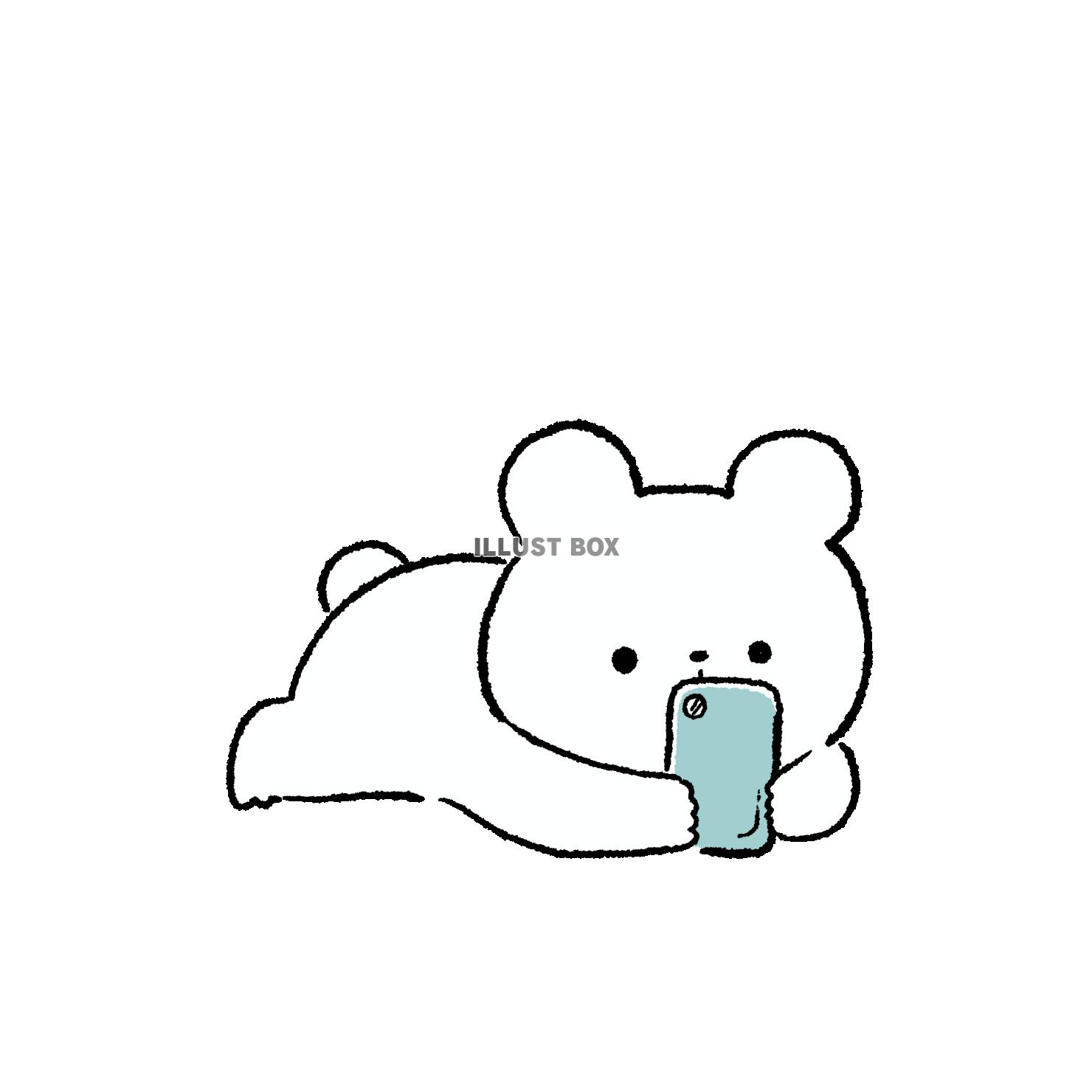 スマホを見るくま