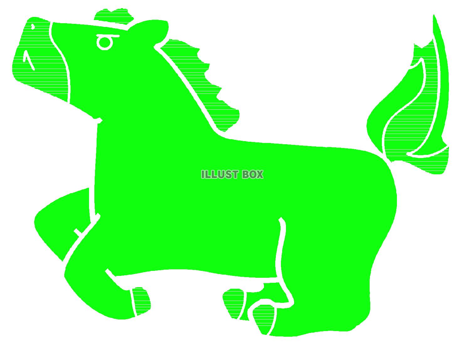 緑色の走る馬のシルエット