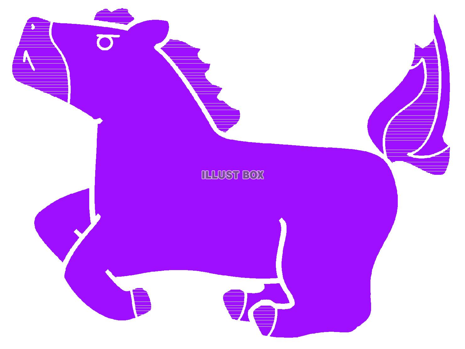 紫色の走る馬のシルエット