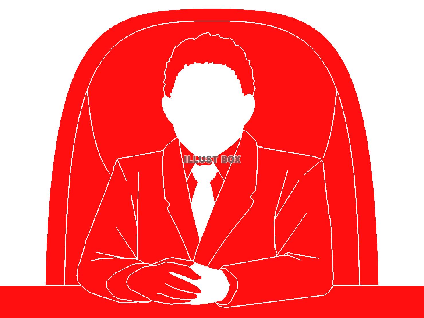 赤色の会社の椅子に座る社長のシルエット