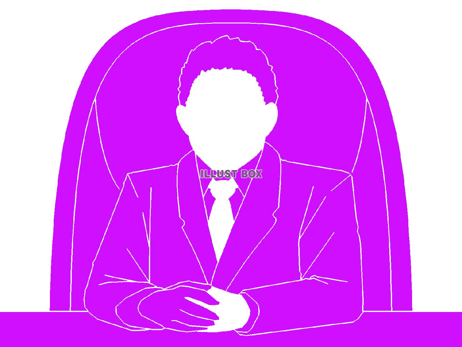 紫色の会社の椅子に座る社長のシルエット