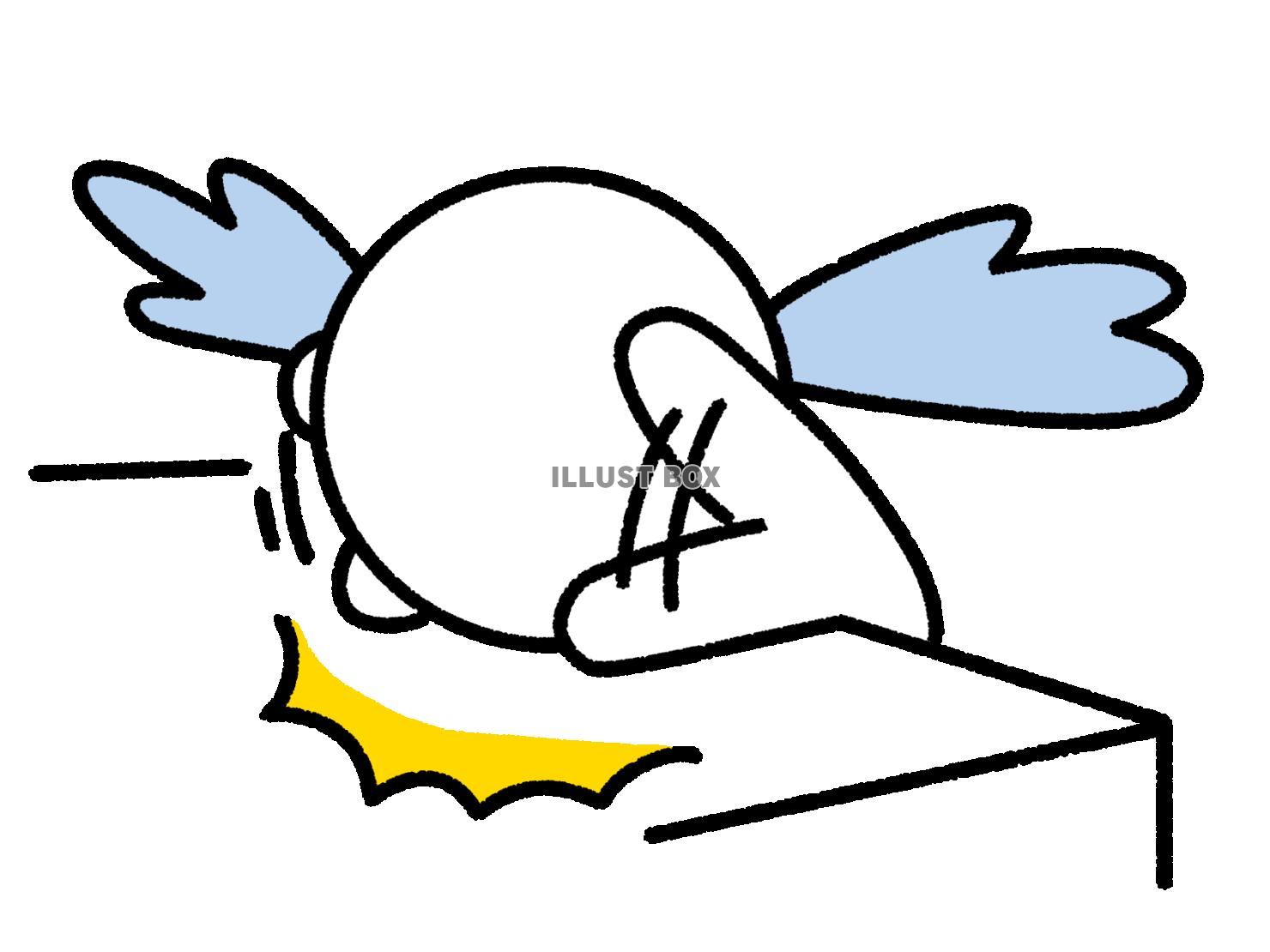 机を叩いて大泣きする棒人間