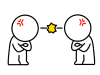 にらみ合う棒人間