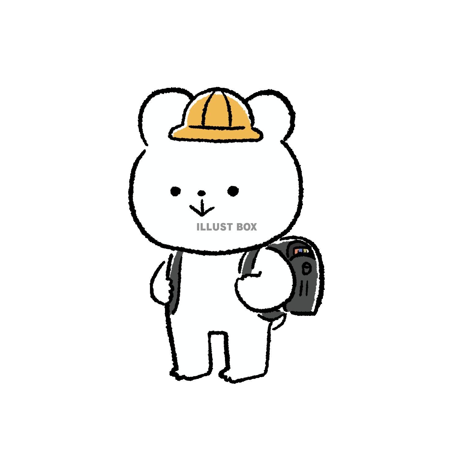 黒いランドセルを背負うくま
