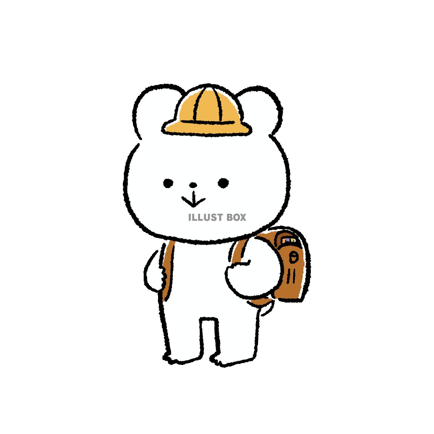 茶色のランドセルを背負うくま