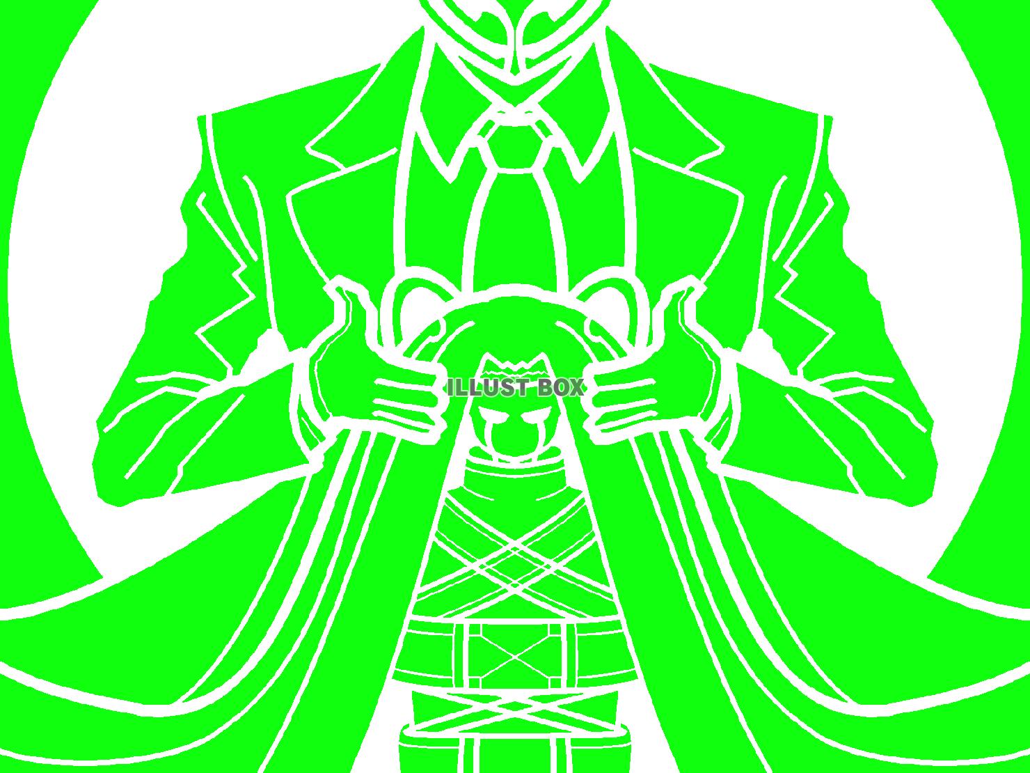 緑色の暗躍する邪神ニャルラトホテプのシルエット