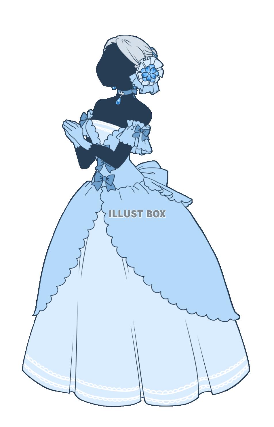 ブルーのドレスの女性