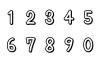 手書きのラフな数字（フチ付き）