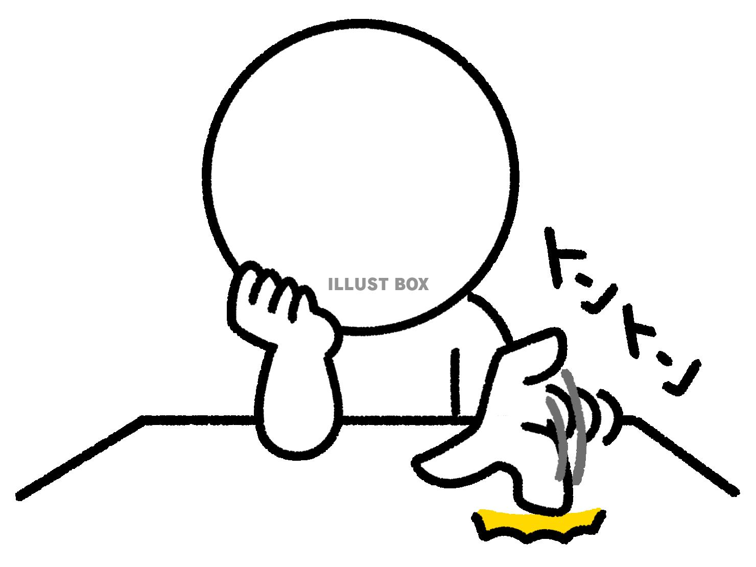 机を指でトントンする棒人間