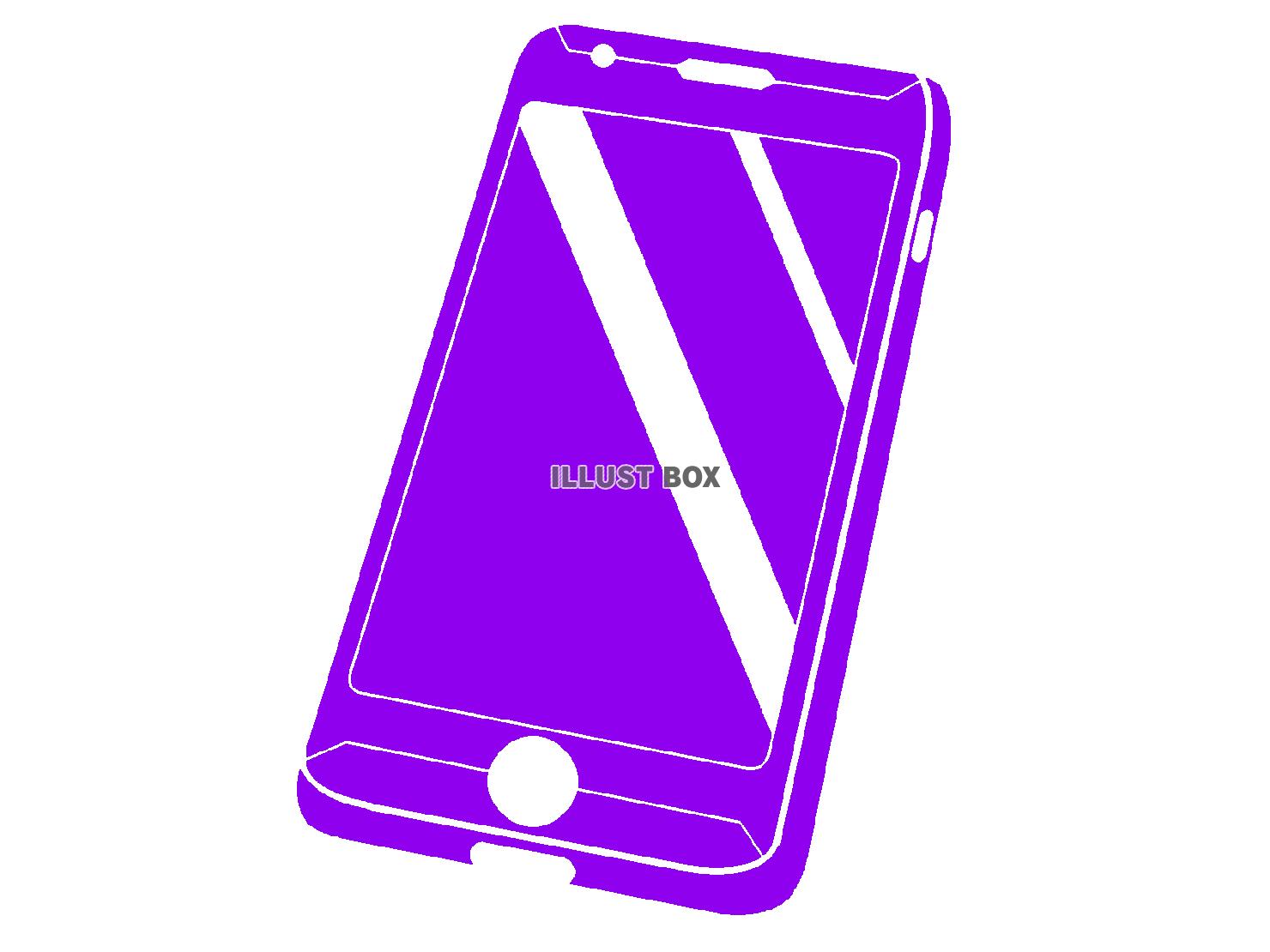 紫色のスマホのシルエット