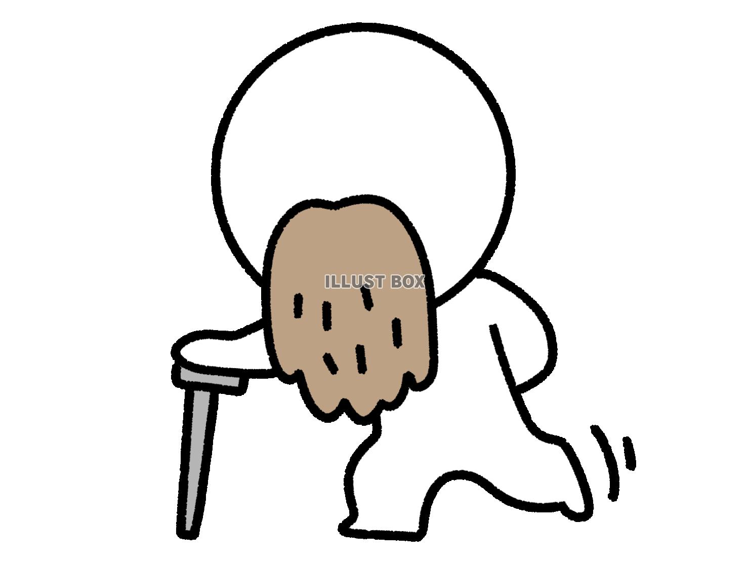 杖をついて歩くお年寄りの棒人間