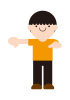 2_人物_右手を真横に挙げて左手を垂直に前側に挙げているこども