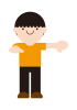 3_人物_左手を真横に挙げて右手を垂直に前側に挙げているこども