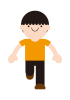4_人物_手は下に下した状態で右脚の膝を後ろに曲げて片足で立っているこども