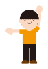 7_人物_右手を真横に挙げて左手を真上に挙げているこども
