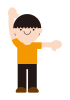 8_人物_左手を真横に挙げて右手を真上に挙げているこども