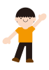 9_人物_右脚を斜め下に挙げて左手を斜め上に挙げているこども