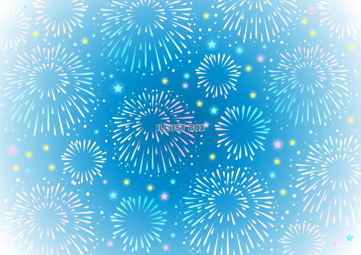 虹色打ち上げ花火模様・青