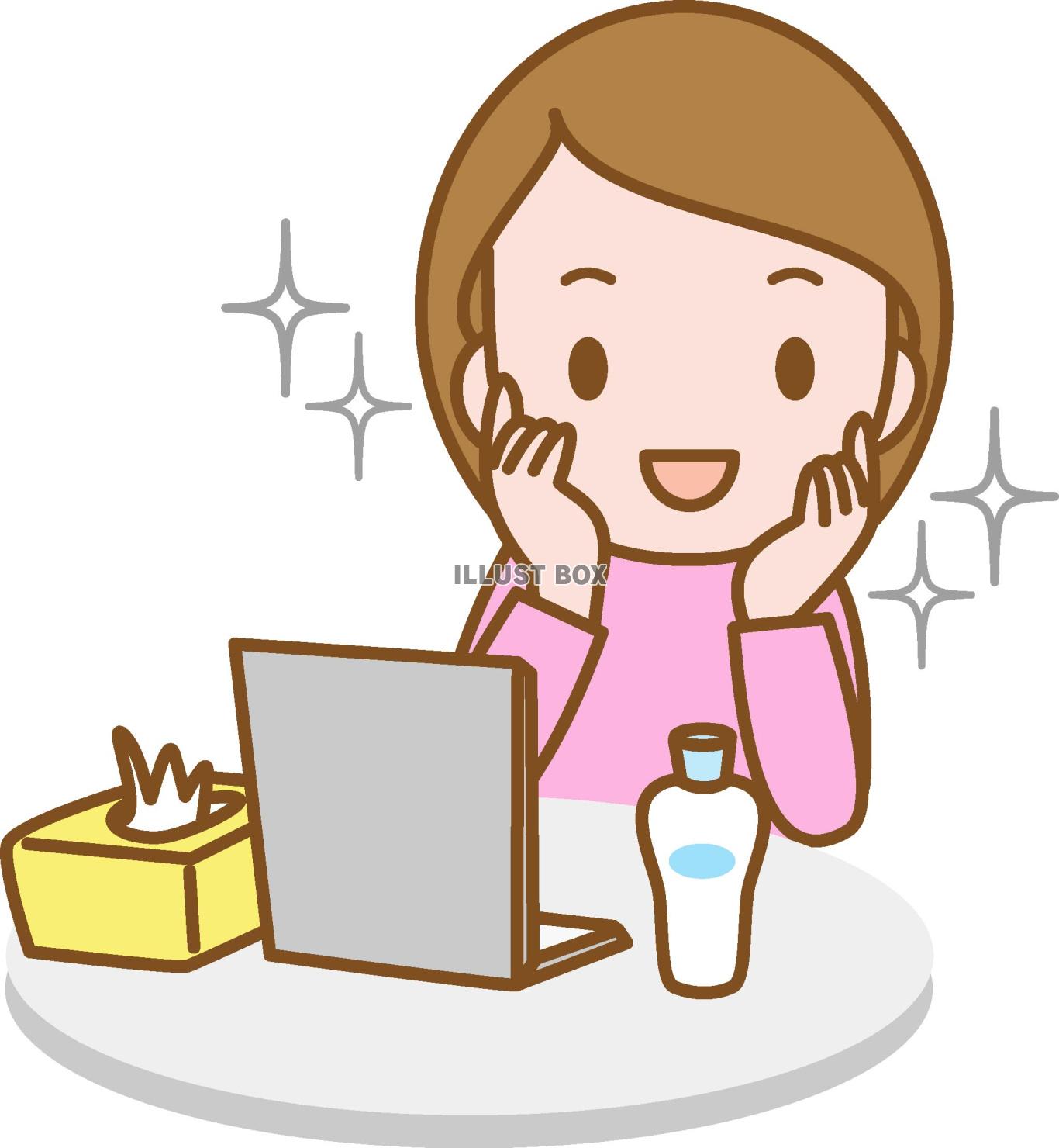 スキンケアをする女性