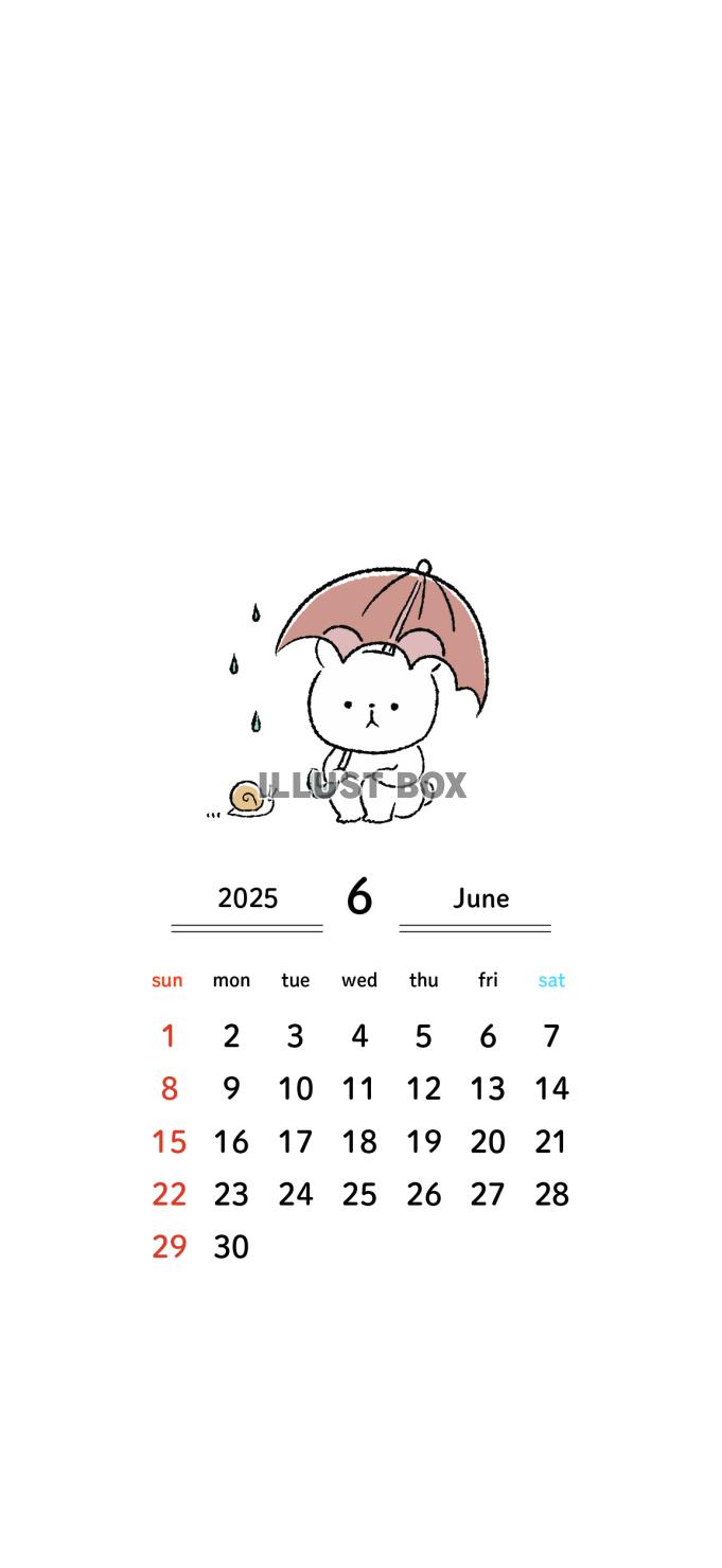 2025年6月カレンダー_日曜始まり_スマホ用