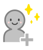 笑顔の人物とプラスマーク