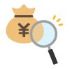 お金の巾着袋とルーペ