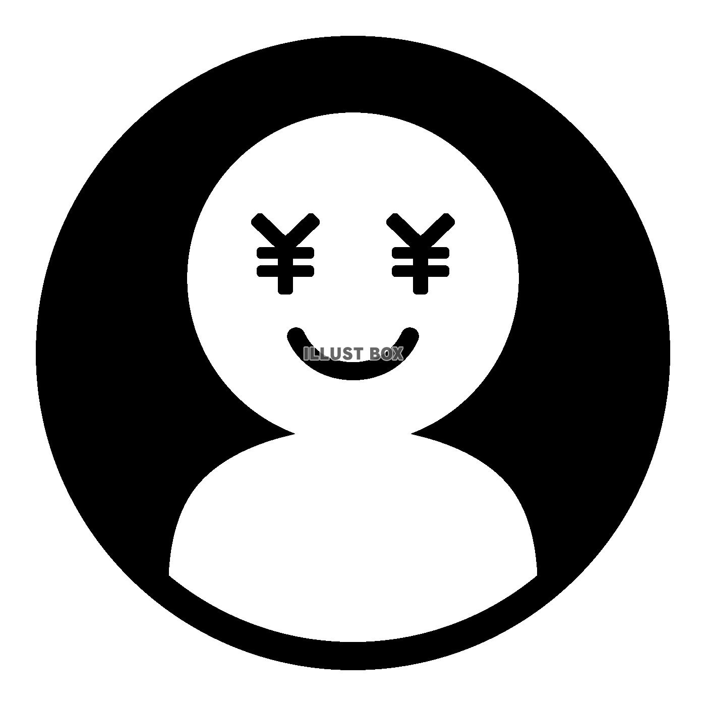 お金の目の人物の丸アイコン