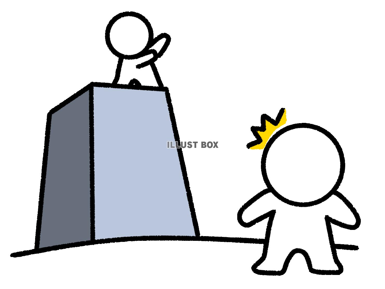高いところでポーズをとる棒人間