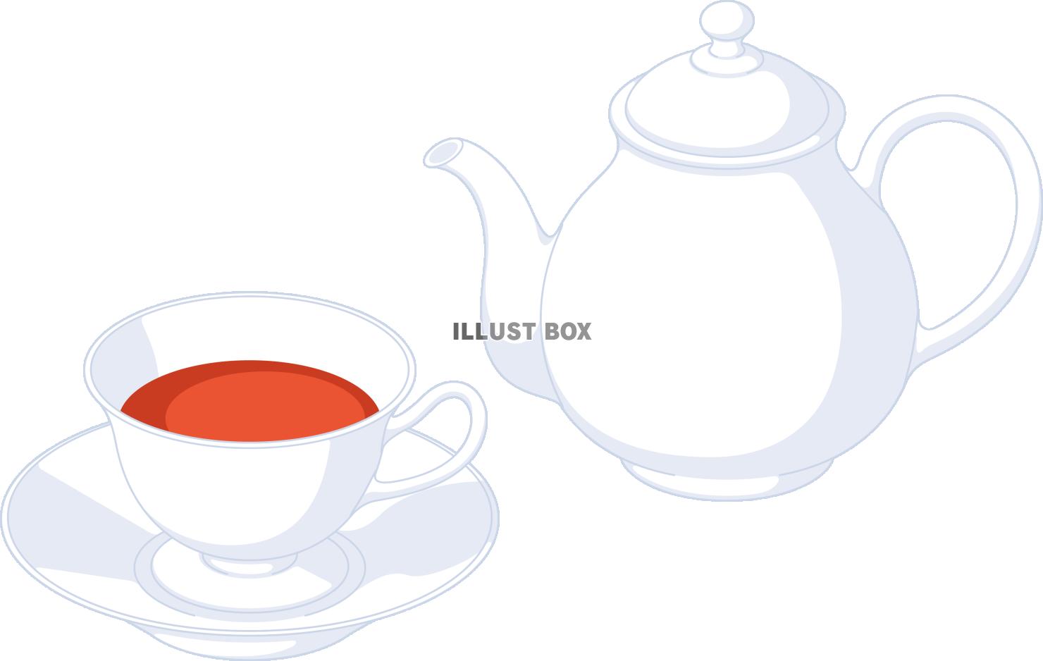 ティーポットと紅茶の入ったティーカップ 