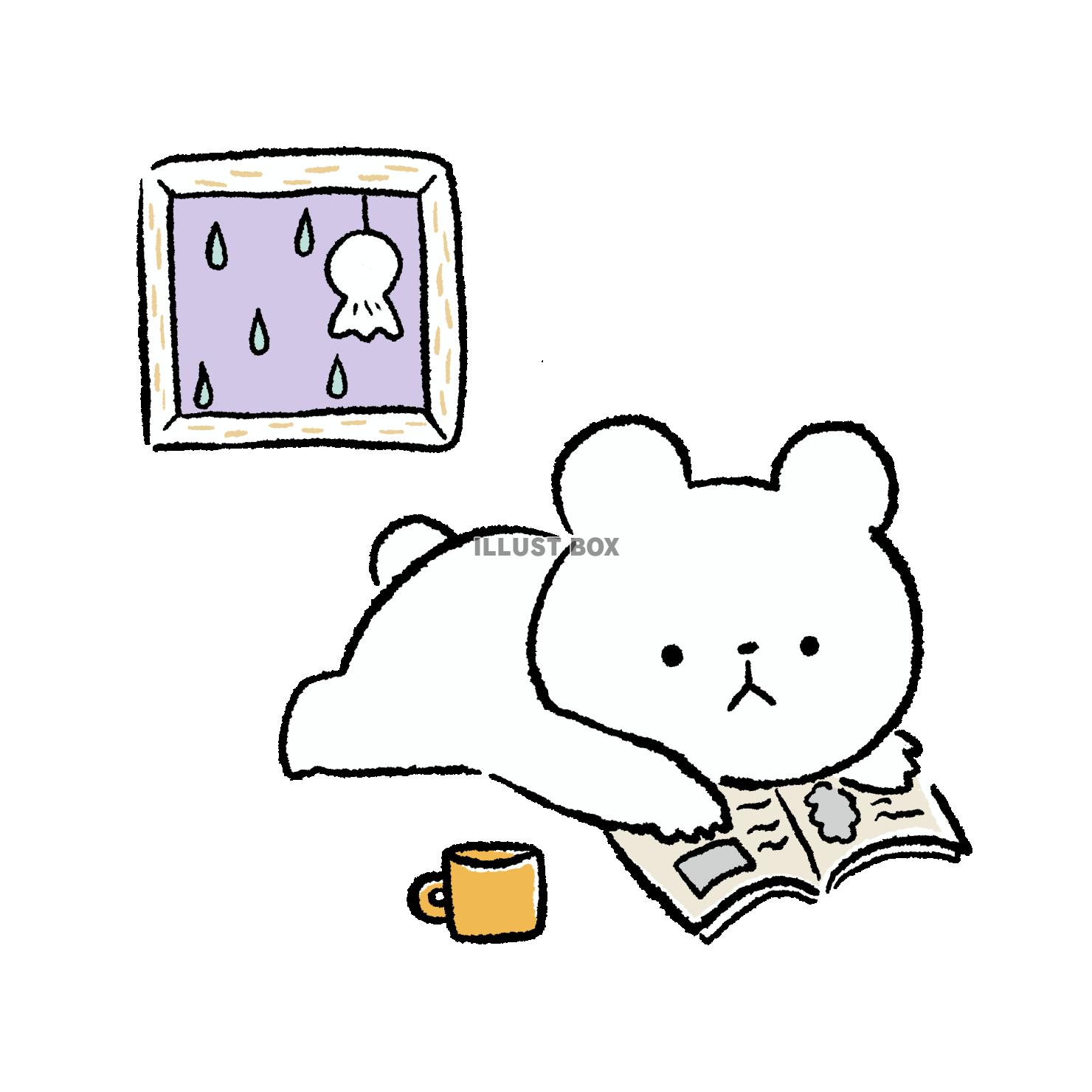雨の日に部屋で過ごすくま