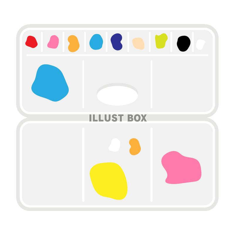 絵の具をおいた2枚のパレット