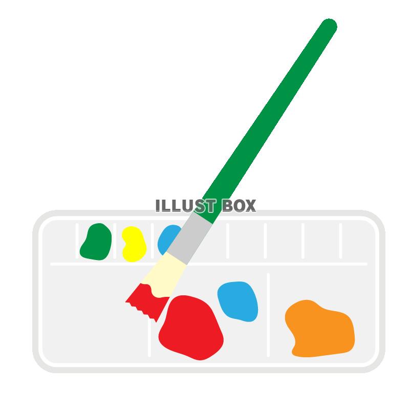 絵の具をおいたパレットと筆