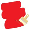赤い色を塗っている刷毛