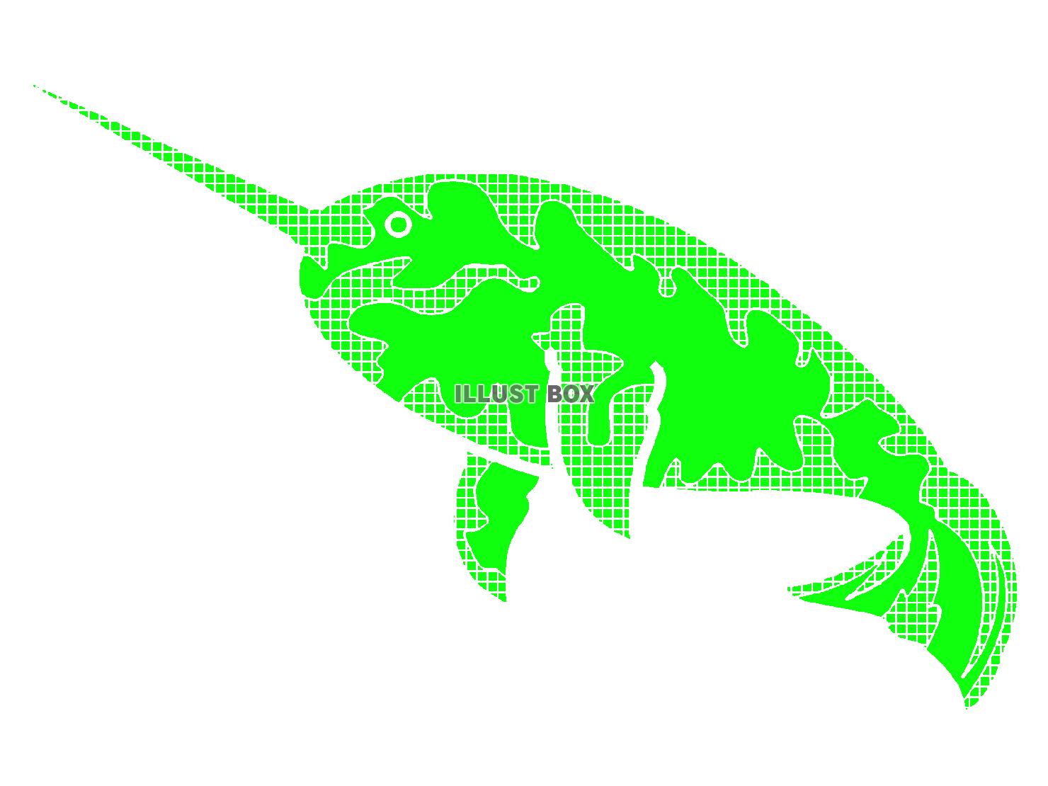 緑色の一角獣のシルエット