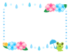 あじさいとかえるフレーム　透過png