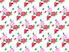 赤とピンクの薔薇の花と葉っぱの背景