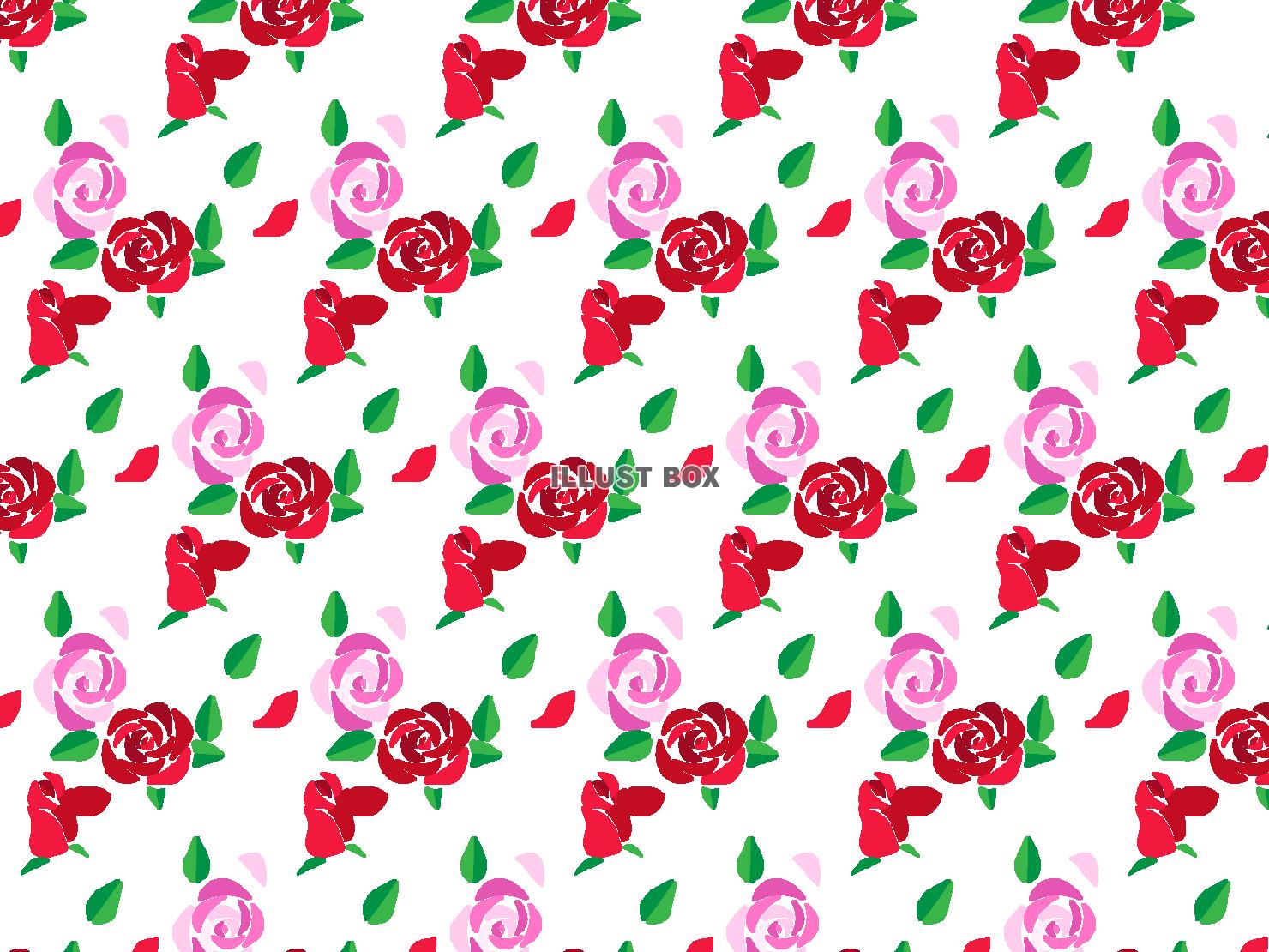 赤とピンクの薔薇の花と葉っぱの背景