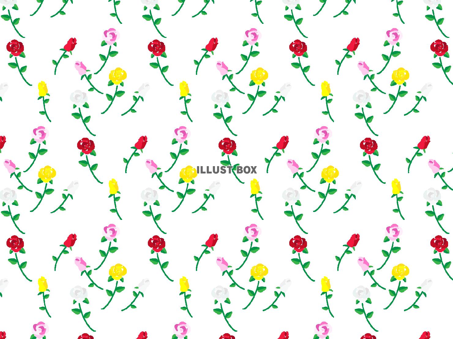 赤・ピンク・白・黄色の薔薇を散りばめた背景