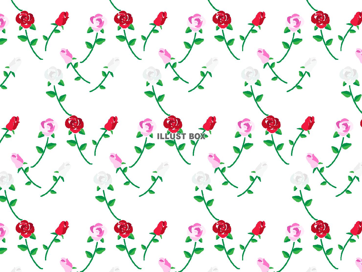 赤・ピンク・白の薔薇を散りばめた背景