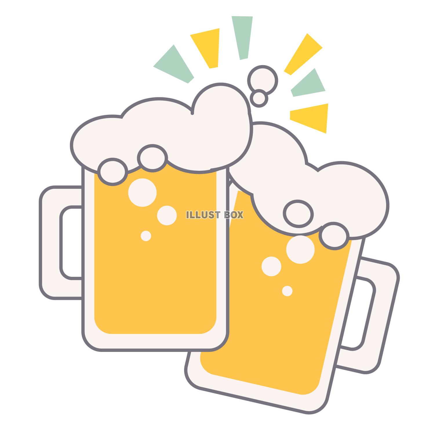 ビールで乾杯　ベクターイラスト