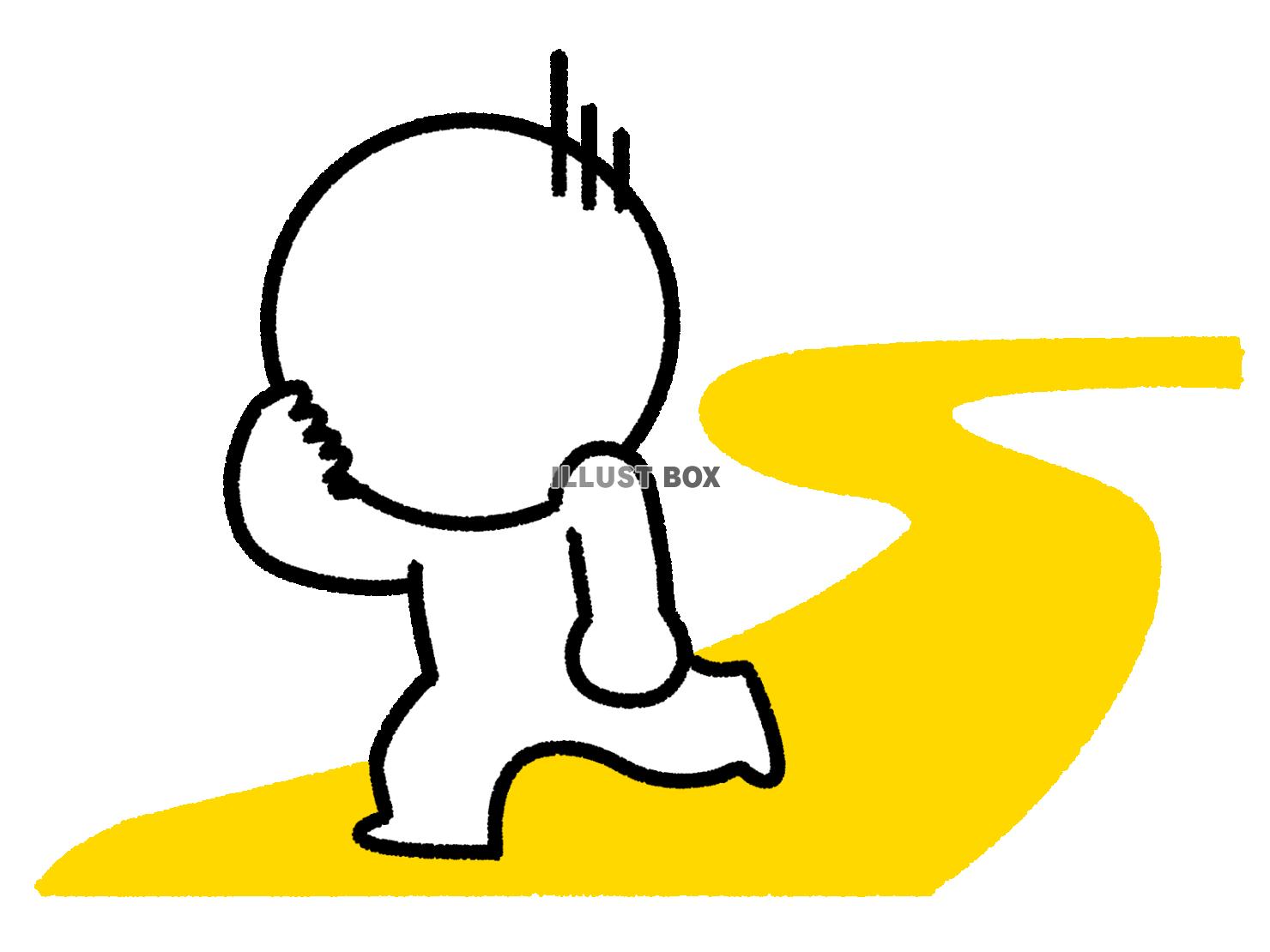 悩みながら道を歩む棒人間