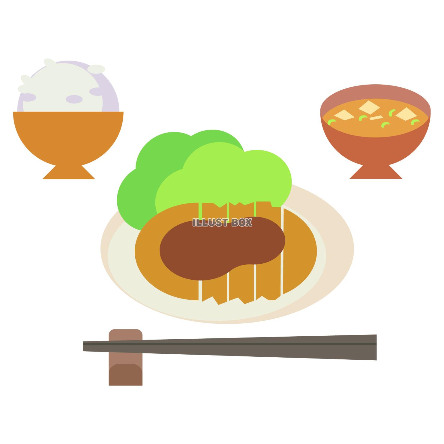 ロースかつ定食　ベクターイラスト
