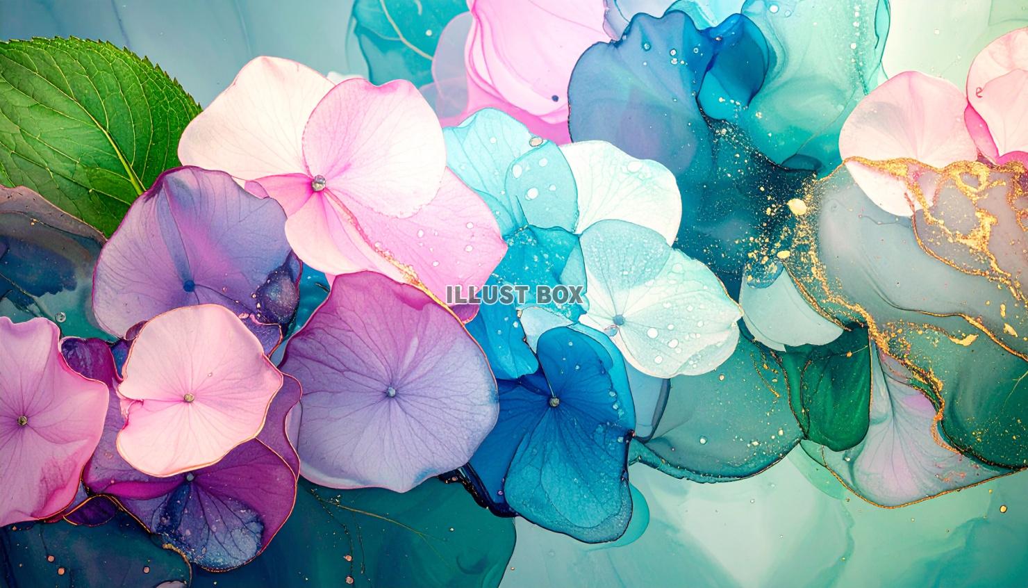 水彩風の抽象的な紫陽花の壁紙／背景イラスト