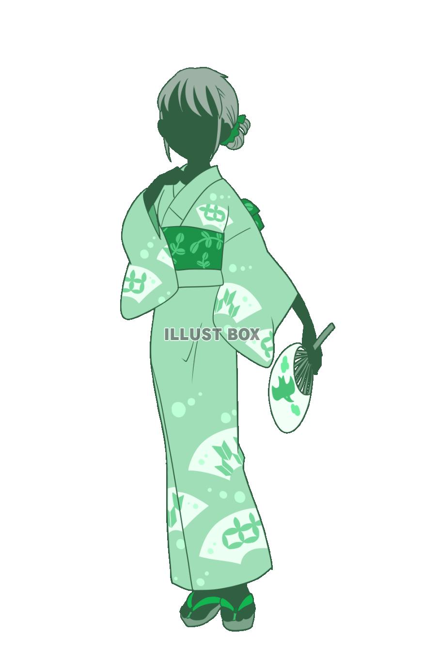 浴衣の女性・緑