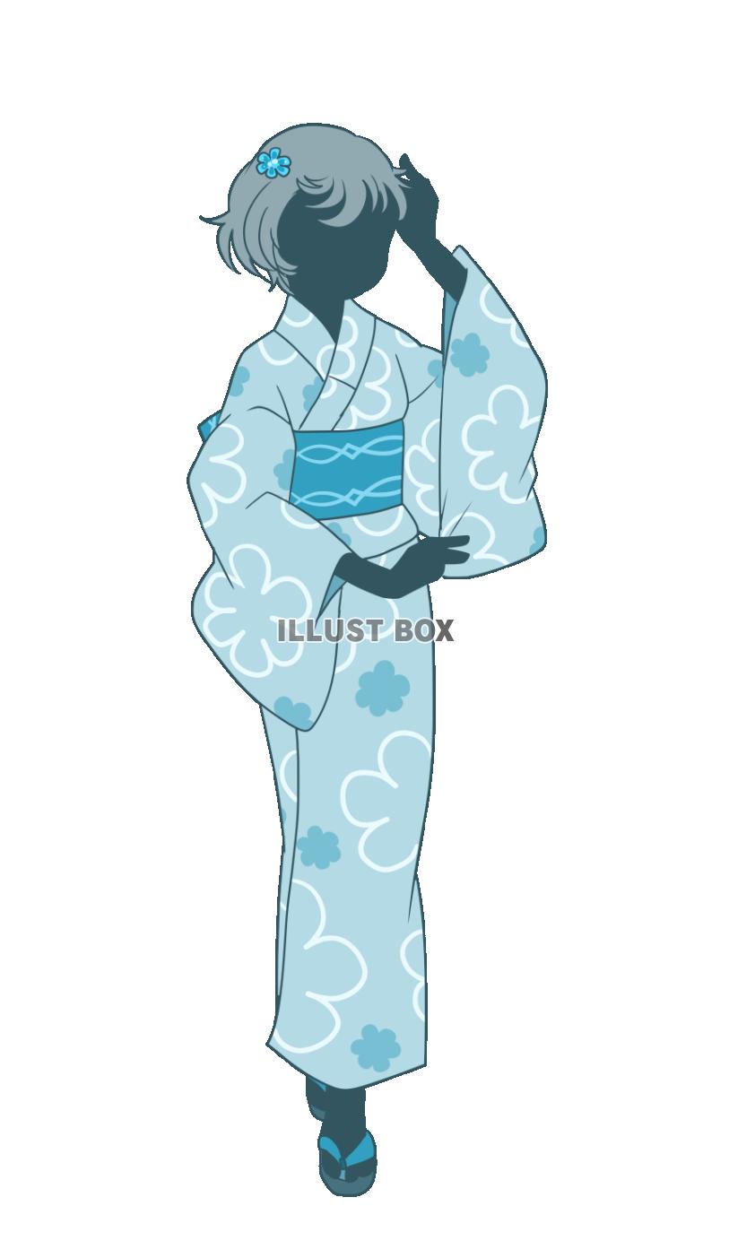 浴衣の女性・水色